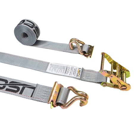 Us Cargo Control 2'' X 16' Gray E-Track Ratchet Straps w/ E-Fittings and Wire Hooks 5316SEFWH-GRY